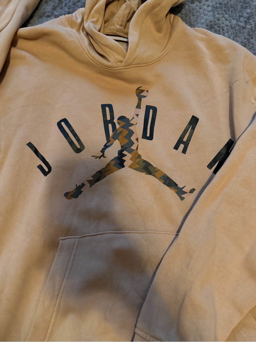 Jordan Men's Tan Hoodie with Camo Jumpman - Picture 2 of 3